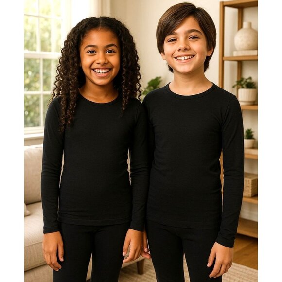 32 Degrees Lg Kids Heat Baselayer Top Long Sleeve Thermal Stretch Winter Shirt - Picture 1 of 15